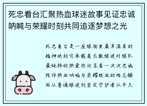 死忠看台汇聚热血球迷故事见证忠诚呐喊与荣耀时刻共同追逐梦想之光
